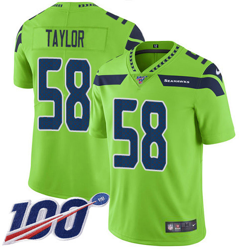 Nike Seahawks #58 Darrell Taylor Green Youth Stitched NFL Limited Rush 100th Season Jersey